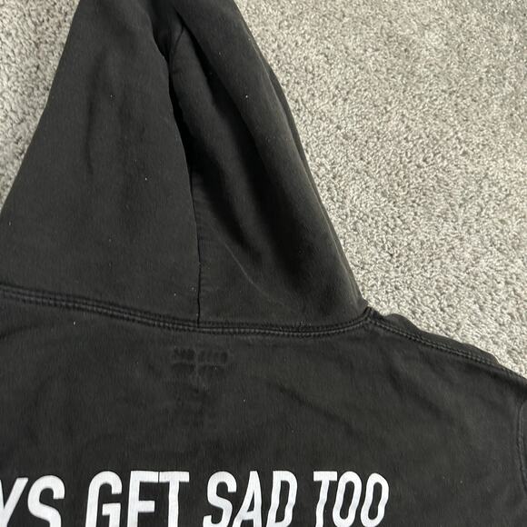 Boys Get Sad Too Hoodie Sweatshirt Mens XL Black Pullover Graphic Streetwear - Picture 5 of 15